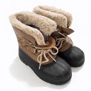 Sorel Tan and Black Kids Boots - 12